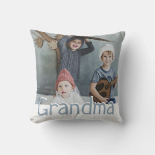 Modern Grandma Photo & Quote Custom Colour Throw Pillow