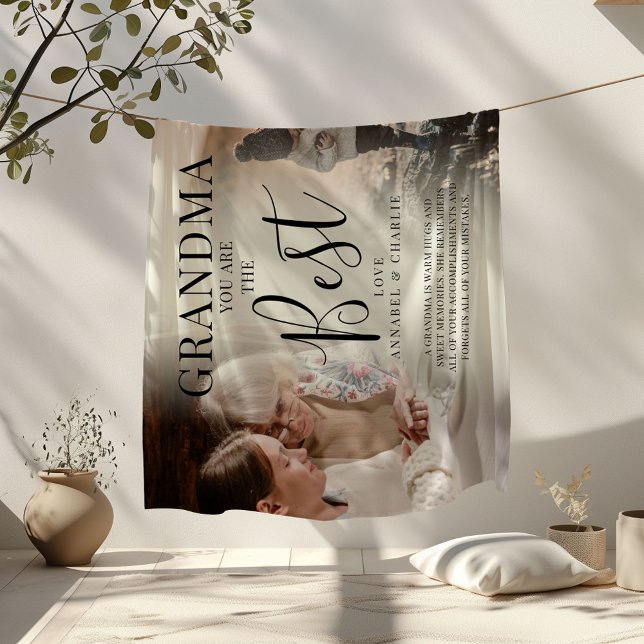 Modern 'GRANDMA' Photos, Names & Quote Fleece Blan (Creator Uploaded)