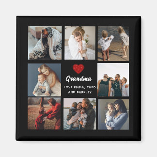 Modern Grandma Script Grandchildren Photo Collage  Magnet