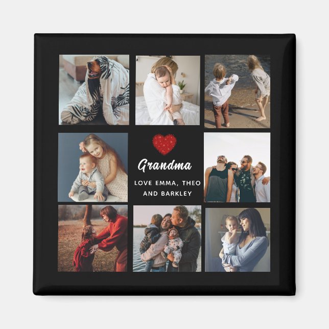 Modern Grandma Script Grandchildren Photo Collage  Magnet (Front)