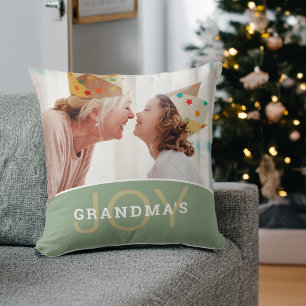 Modern Grandma's Joy 2 Photos Throw Pillow