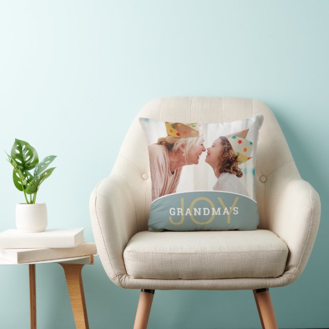 Modern Grandma's Joy 2 Photos Throw Pillow (Chair)