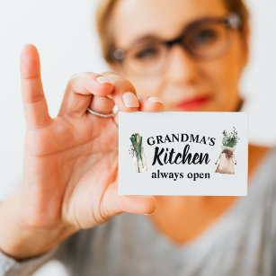 Modern Grandma's Kitchen Is Always Open Best Gift Business Card