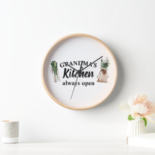 Modern Grandma's Kitchen Is Always Open Best Gift Clock