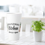 Modern Grandma's Kitchen Is Always Open Best Gift Latte Mug<br><div class="desc">Welcome to Grandma's Kitchen, where love and warmth are always on the menu! Delight your favourite grandmother with this charming gift product from Zazzle. Whether it's for Mother's Day, her birthday, or just to show appreciation, this thoughtful item is sure to bring a smile to her face.Surprise Grandma with a...</div>