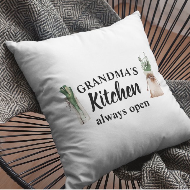 Modern Grandma's Kitchen Is Always Open Best Gift Outdoor Pillow (Creator Uploaded)