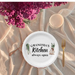 Modern Grandma's Kitchen Is Always Open Best Gift Paper Plate<br><div class="desc">Welcome to Grandma's Kitchen, where love and warmth are always on the menu! Delight your favourite grandmother with this charming gift product from Zazzle. Whether it's for Mother's Day, her birthday, or just to show appreciation, this thoughtful item is sure to bring a smile to her face.Surprise Grandma with a...</div>