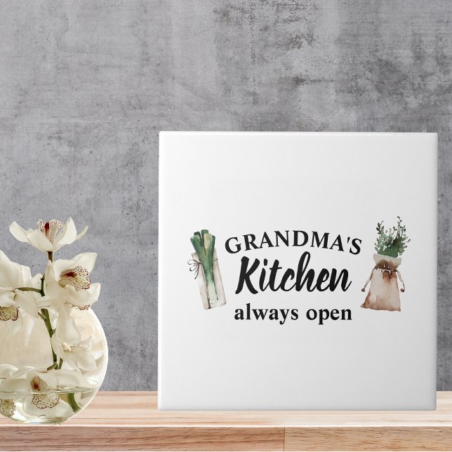 Modern Grandma's Kitchen Is Always Open Best Gift Tile (Creator Uploaded)