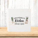 Modern Grandma's Kitchen Is Always Open Best Gift Wooden Box Sign<br><div class="desc">Welcome to Grandma's Kitchen, where love and warmth are always on the menu! Delight your favourite grandmother with this charming gift product from Zazzle. Whether it's for Mother's Day, her birthday, or just to show appreciation, this thoughtful item is sure to bring a smile to her face.Surprise Grandma with a...</div>