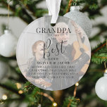 Modern 'GRANDPA' 2 Photo Names & Quote Christmas Ornament<br><div class="desc">Let Grandpa know how much he means to you with this beautifully designed 2 photo Christmas ornament. Featuring 2 of your favourite pictures,  a white overlay,  the text 'Grandpa you are the Best',  name/s and a sweet quote. All text is easily customized using the template provided.</div>