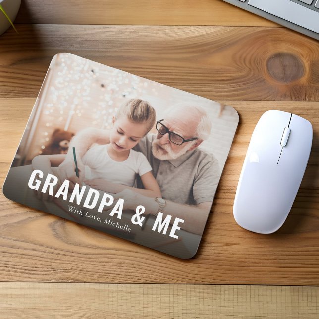 Modern Grandpa and Me Personalized Mouse Pad (Grandpa and Me custom mouse pad. )