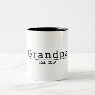 Modern Grandpa Est. Minimalist Typography Gift Two-Tone Coffee Mug