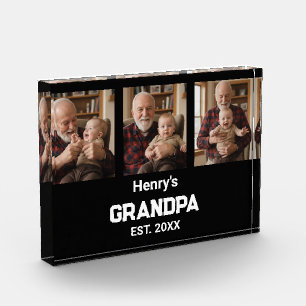 Modern Grandpa Est. Name Year 3 Photo Block