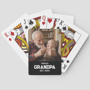 Modern Grandpa Est. Name Year Photo Black Playing Cards