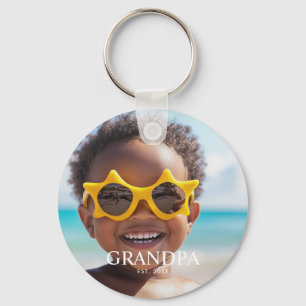 Modern Grandpa Established Photo Keychain