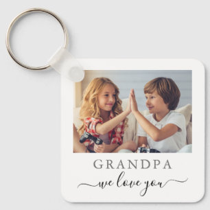 Modern Grandpa We Love You Grandchildren 2 Photo Keychain