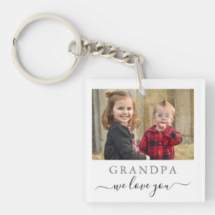Modern Grandpa We Love You Grandchildren Photo Keychain