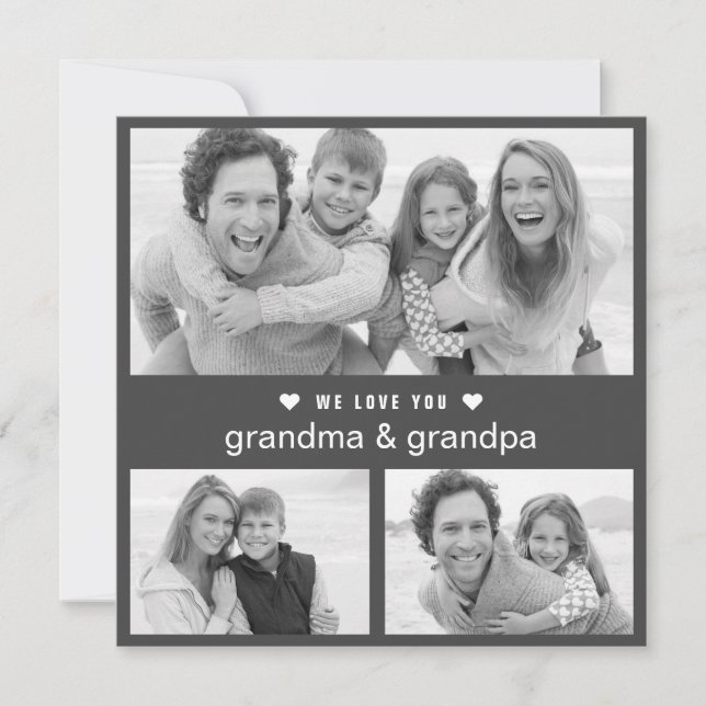 Modern Grandparents Day Black and White Photo (Front)