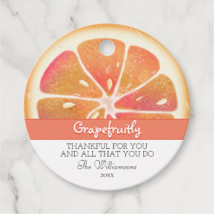 Modern Grapefruit Fruit Thank You Favour Tags