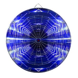 Modern Graphic Abstract Cool Glowing Vortex, Blue Dartboard
