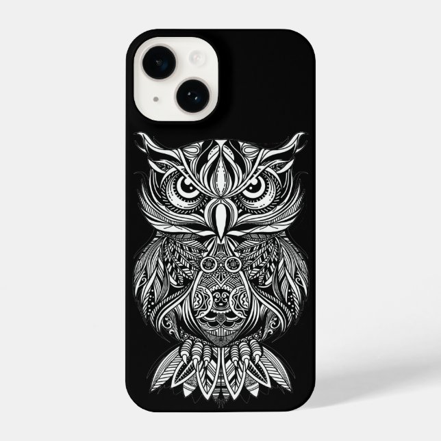 Modern Graphic Art Line Drawing Owl Bird Nature  iPhone Case (Back)