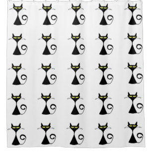Modern Graphic Black Cat Yellow Eyes Custom Colour