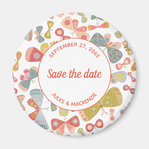 Modern Graphic Butterfly Pattern Save the Date Magnet