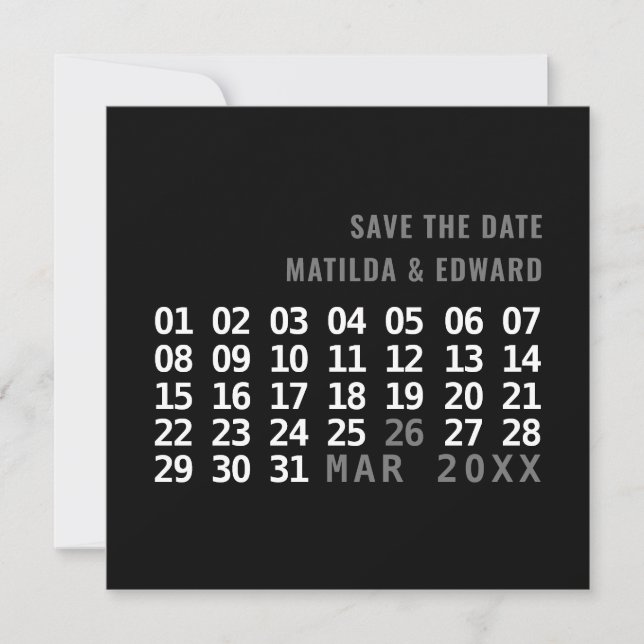 Modern graphic calendar wedding save the date (Front)