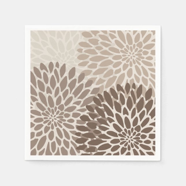 Modern Graphic Chrysanthemums Napkin (Front)
