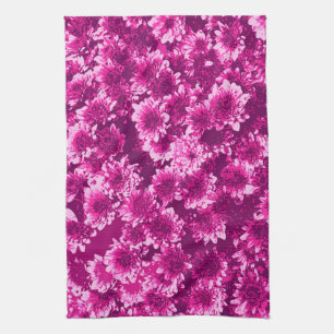 Modern Graphic Dahlia Pattern, Amethyst Purple Kitchen Towel