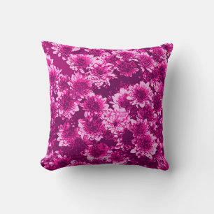 Modern Graphic Dahlia Pattern, Amethyst Purple Throw Pillow