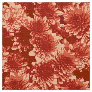 Modern Graphic Dahlia Pattern, Mandarin Orange Fabric