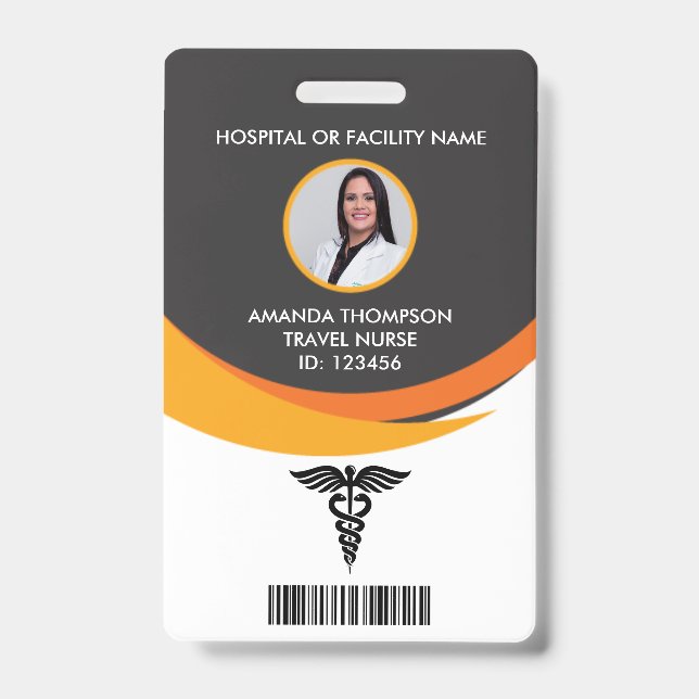 Modern Graphic Design Nurse Photo ID Badge (Front)