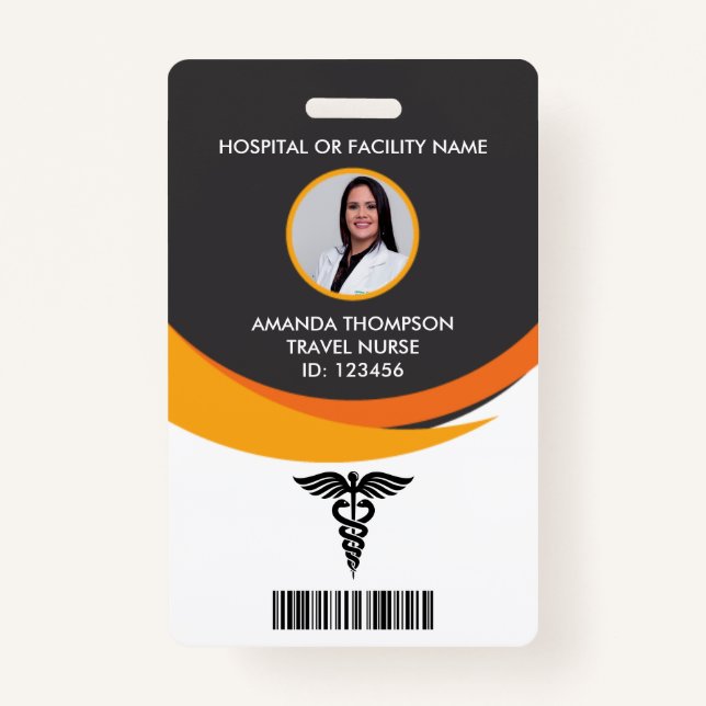 Modern Graphic Design Nurse Photo ID Badge (Front)