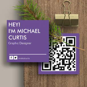 Modern Graphic Designer QR Code Square Business Card
