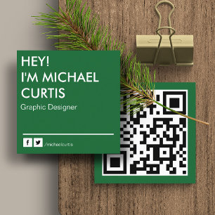 Modern Graphic Designer QR Code Square Business Card
