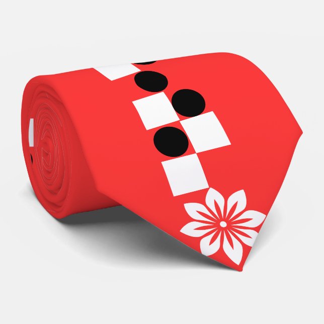 Modern Graphic Edge: Crimson Bloom Silk Tie (Rolled)
