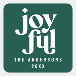 Modern graphic green typography christmas holiday square sticker
