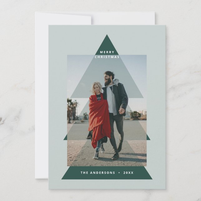 Modern graphic minimal Christmas photo Holiday Card (Front)