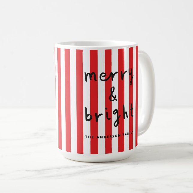 Modern graphic minimal Christmas red and white Coffee Mug (Front Right)
