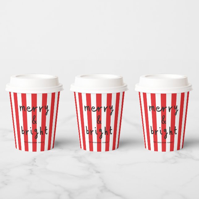 Modern graphic minimal Christmas red and white Paper Cups (Multi)