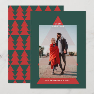 Modern graphic minimal Christmas tree photo Holiday Card