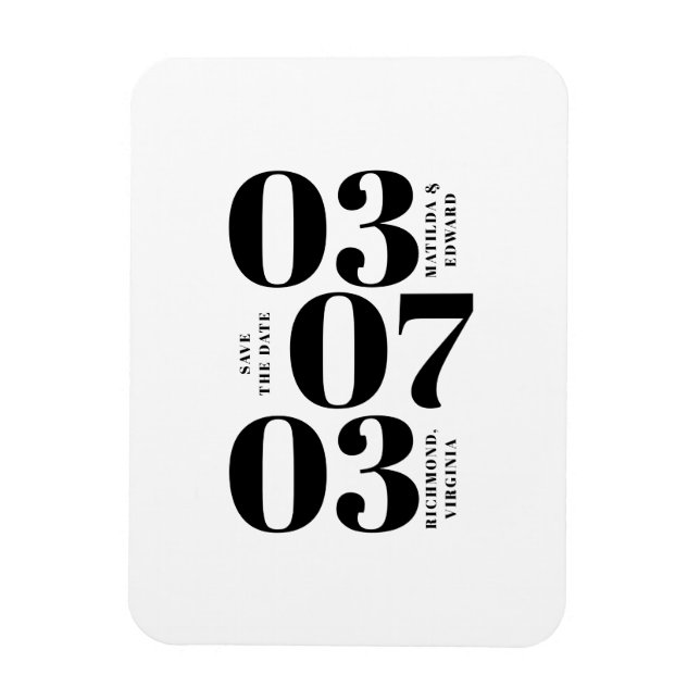 Modern, graphic minimal wedding save the date magnet (Vertical)