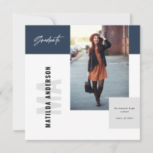 Modern graphic multi photo graduation party invite