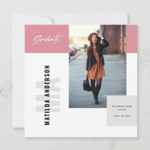 Modern graphic multi photo graduation party invite