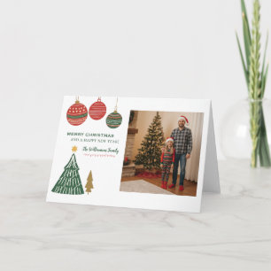 Modern Graphic Ornaments Christmas Tree Photo  Holiday Card