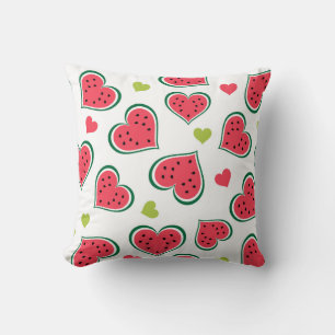 Modern Graphic Pink Green Summer Watermelons Fruit Throw Pillow