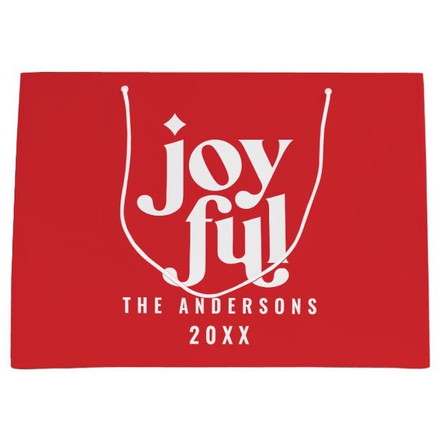 Modern graphic red typography christmas holiday  large gift bag (Front)