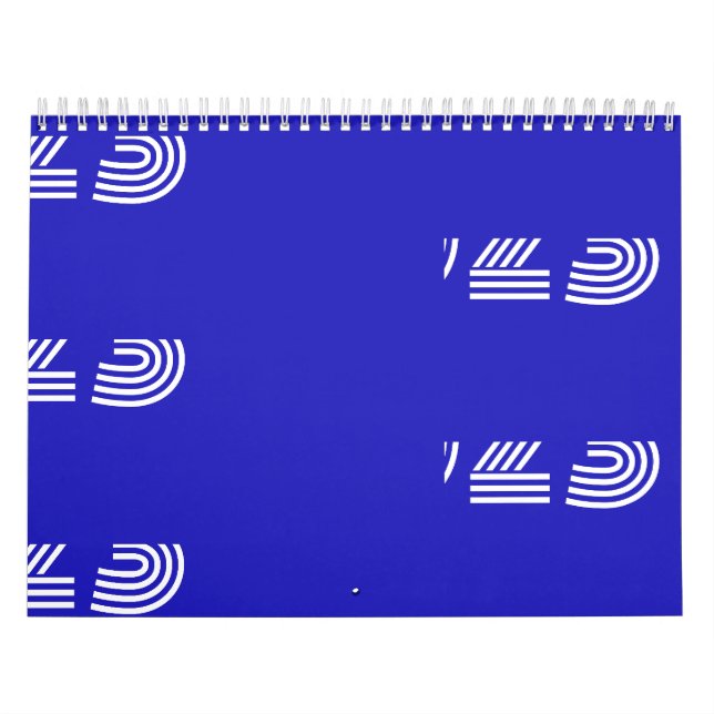 Modern Graphic Typography Blue White Calendar (Cover)