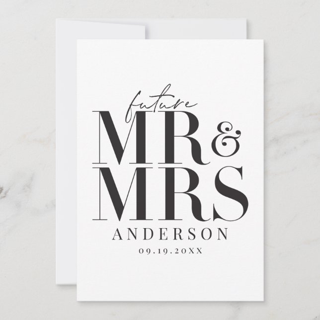 Modern, graphic, typography wedding invitation (Front)